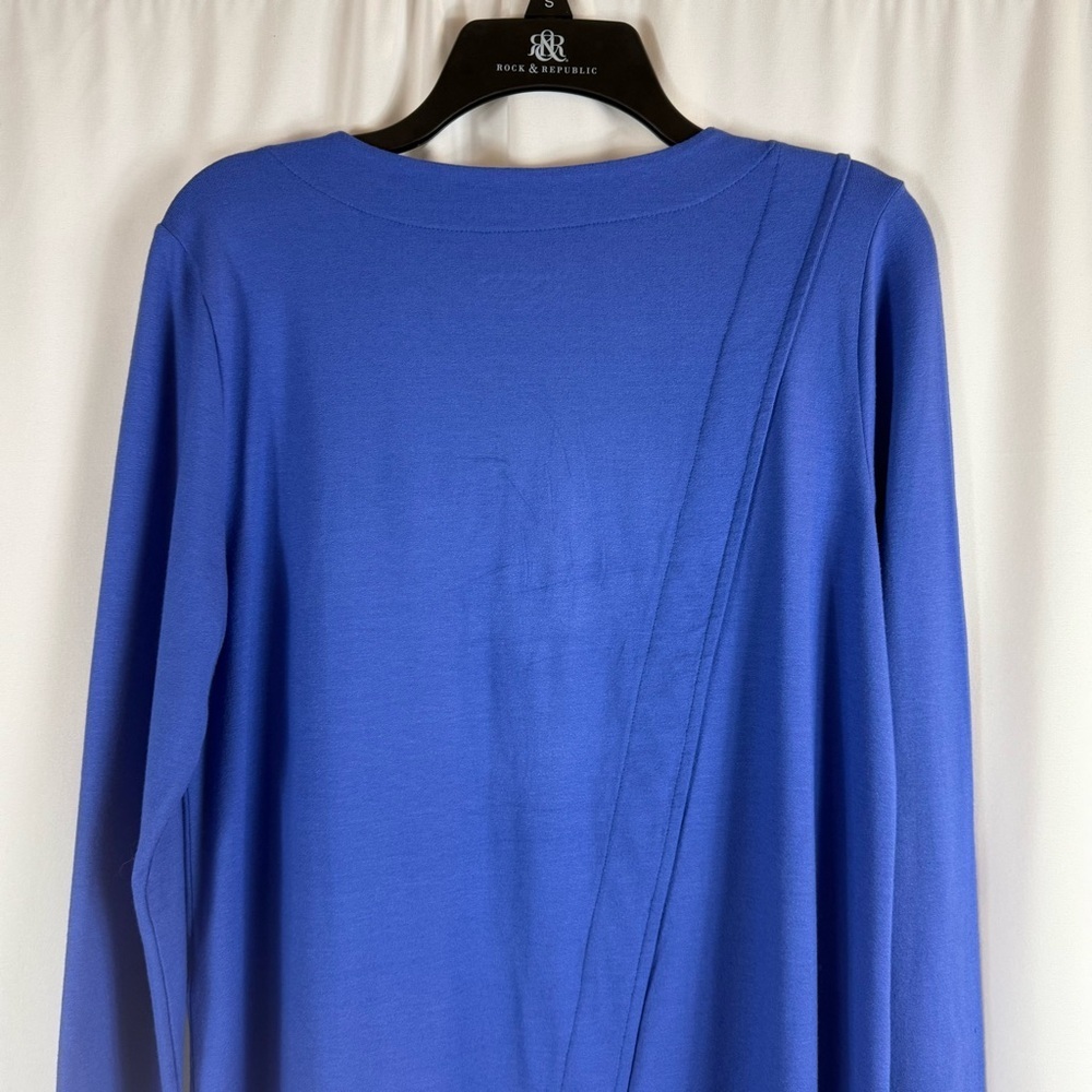 Soft Surroundings long cotton cardigan with button, bright blue, Size: M - Picture 13 of 16